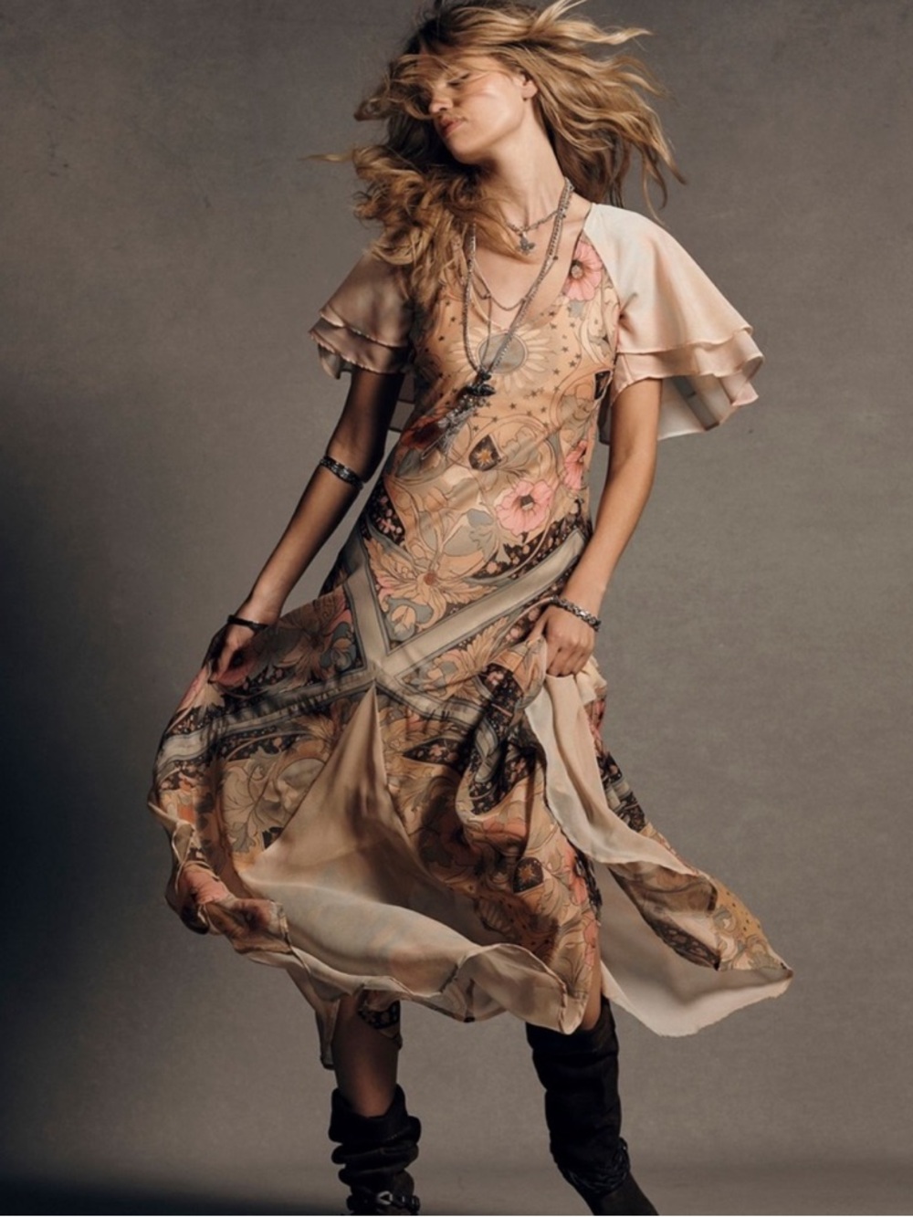 🆕 Free People Celestial Nights Maxi Dress in Fairy Combo Print - Picture 4 of 8